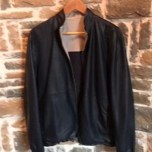 Navy lightweight leather jacket